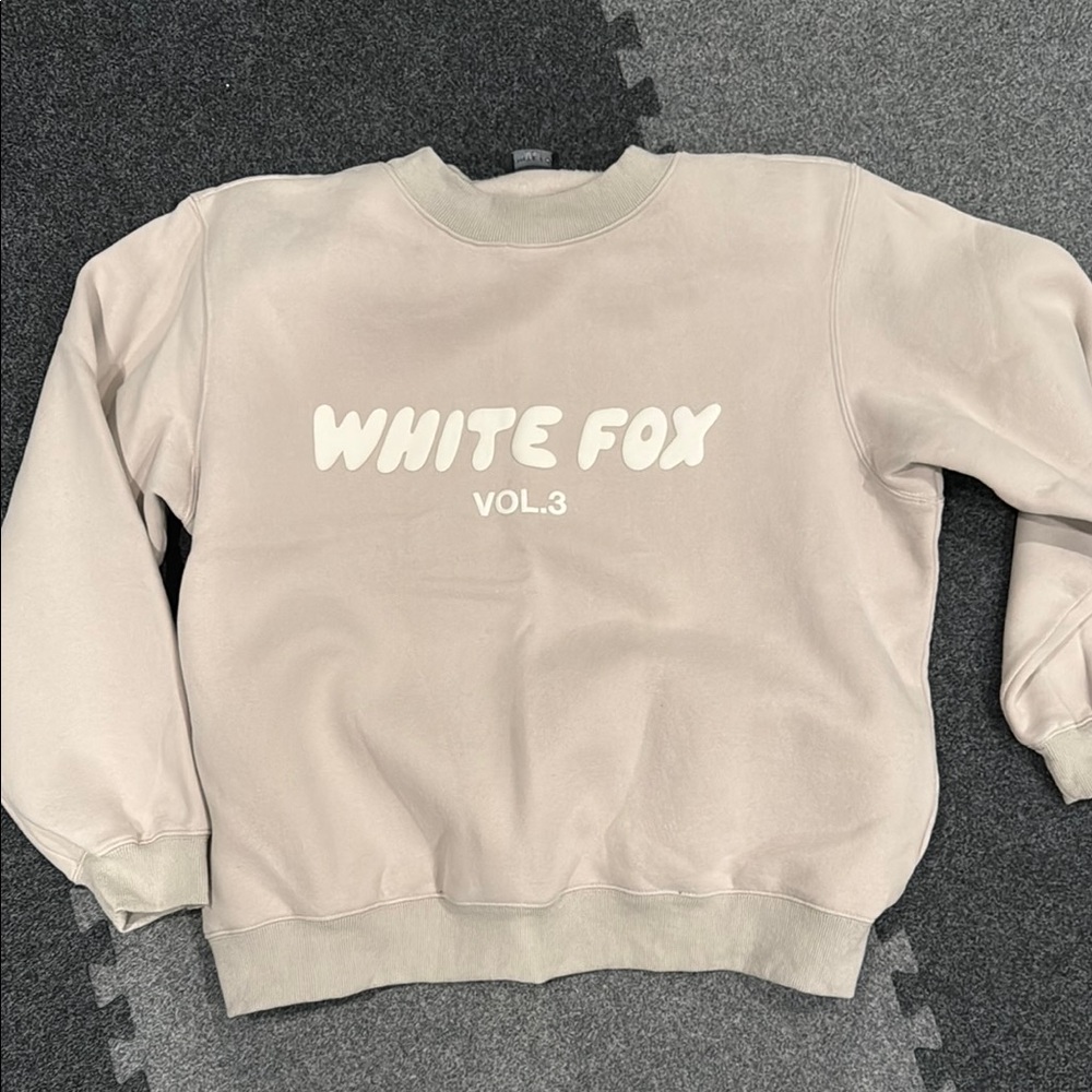 White Fox Boutique Cream Sweatshirt Classic Design